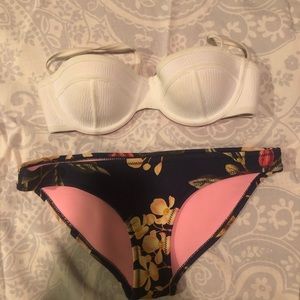 TRIANGL white and floral neoprene bikini